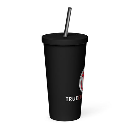 Insulated tumbler with a straw